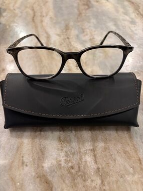 Persol Men's Eyeglasses Frame in Gray Tortoiseshell with Black Case